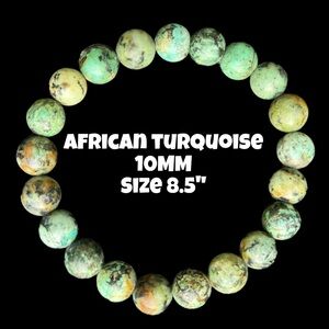 Authentic African Turquoise 10mm Beaded Stretchy Bracelet by Bombshell‎ Beads